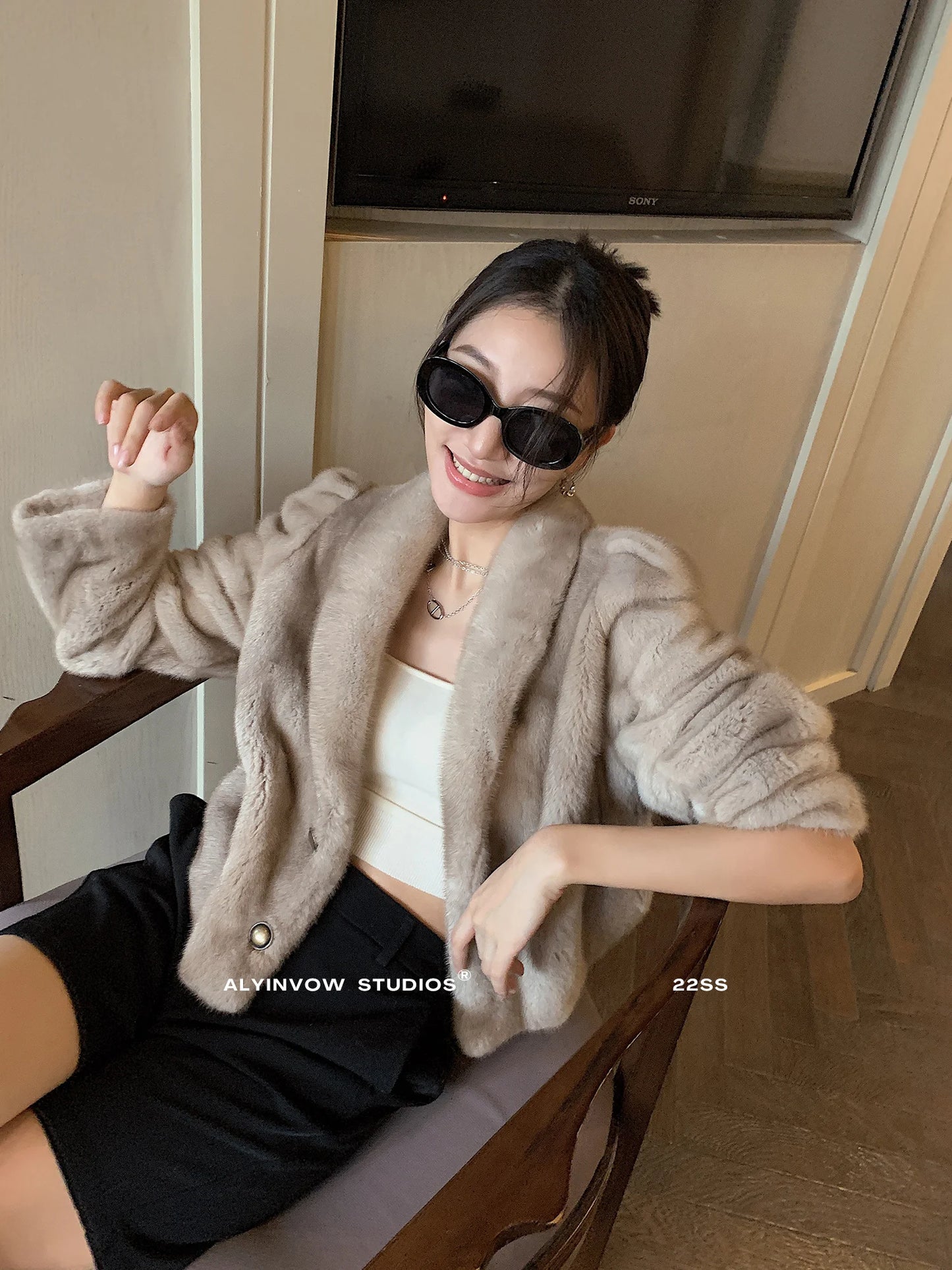 Pearl Real Mink Fur Coats Short