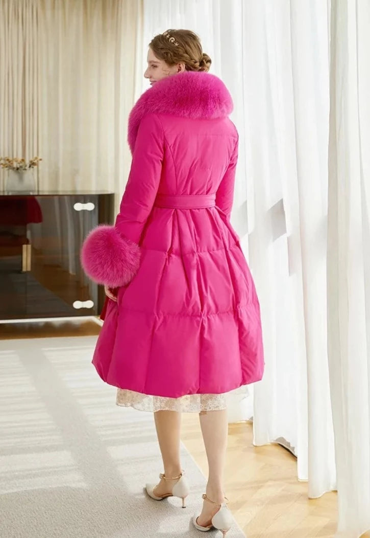 Luxury Duck Down Long Puffer Coats Real Fur