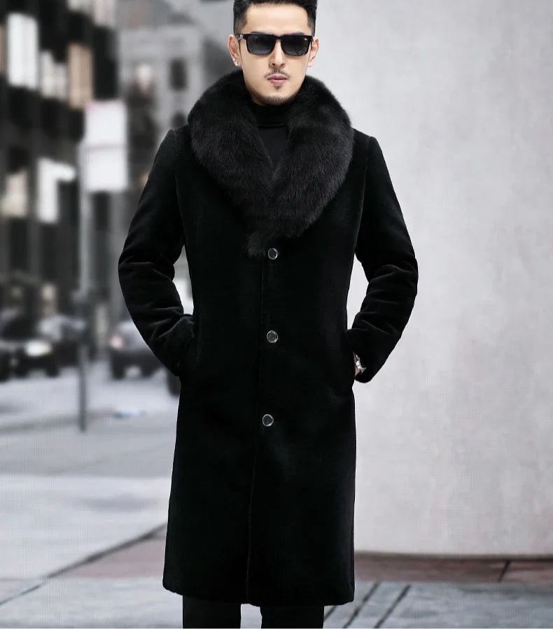 Big Fur Collar Long Down Wool Coats