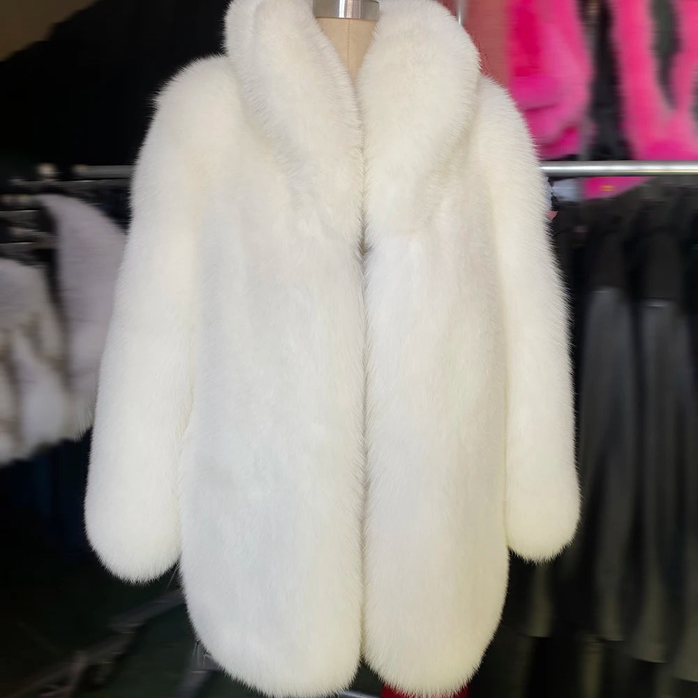 Real Fox Fur Coats Mid Length