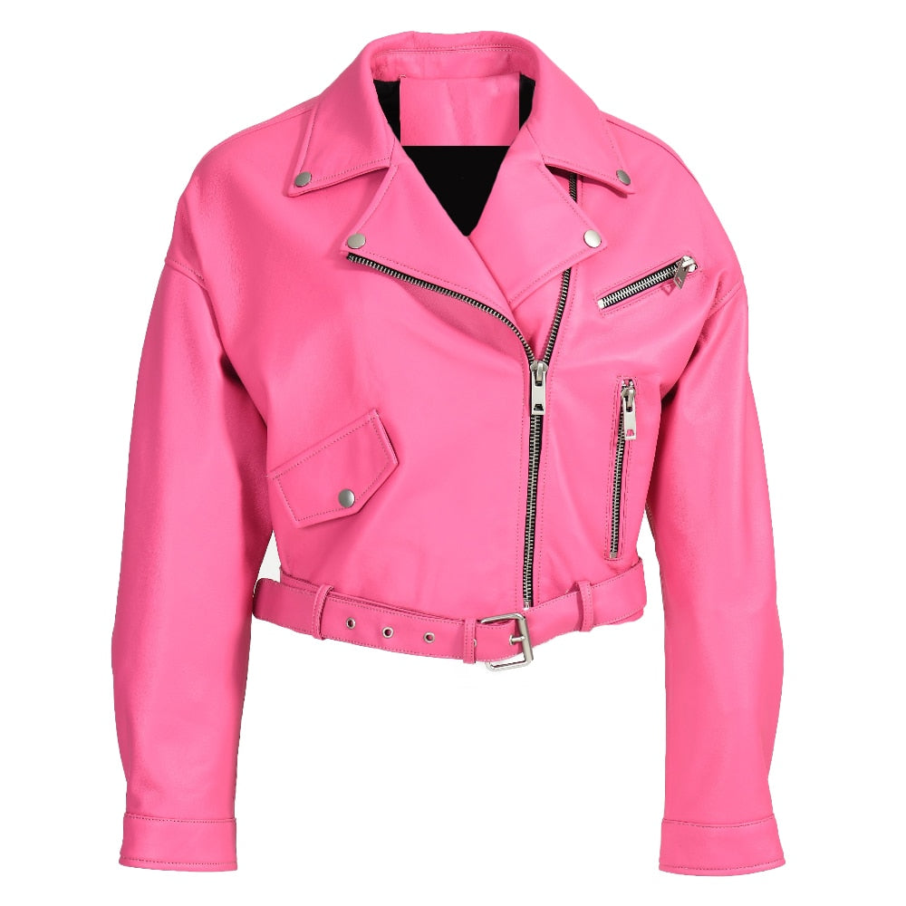 Genuine Leather Moto Jackets Crop (multi-colors)