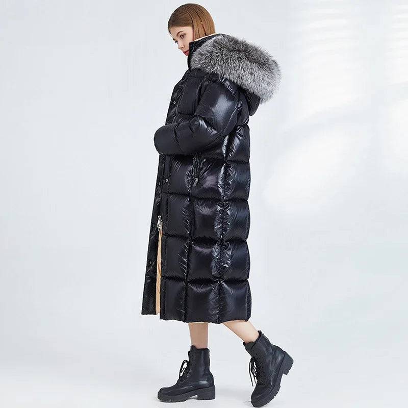 Waterproof X Long Duck Down Puffer Coats Real Fur Parka