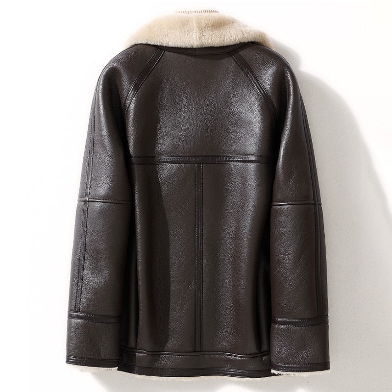 Genuine Leather Jackets Real Shearing Fur Lining