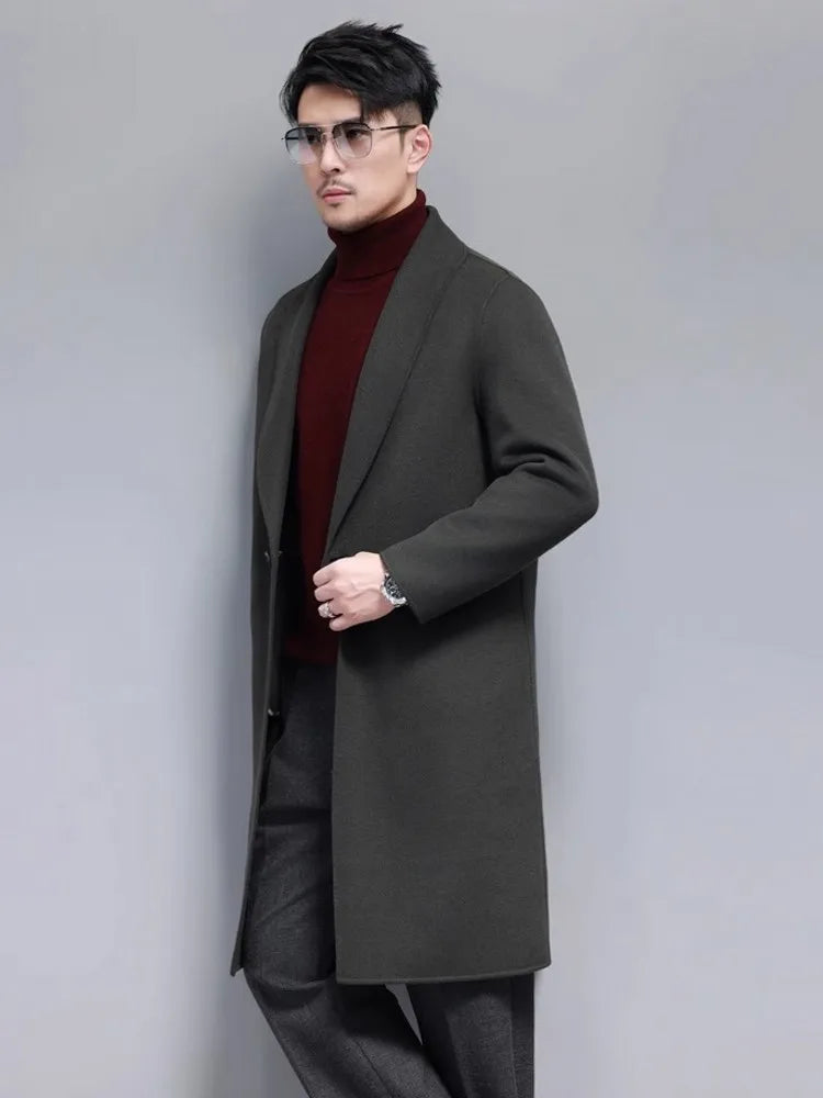 Long Wool Coat One Button Slim Fit