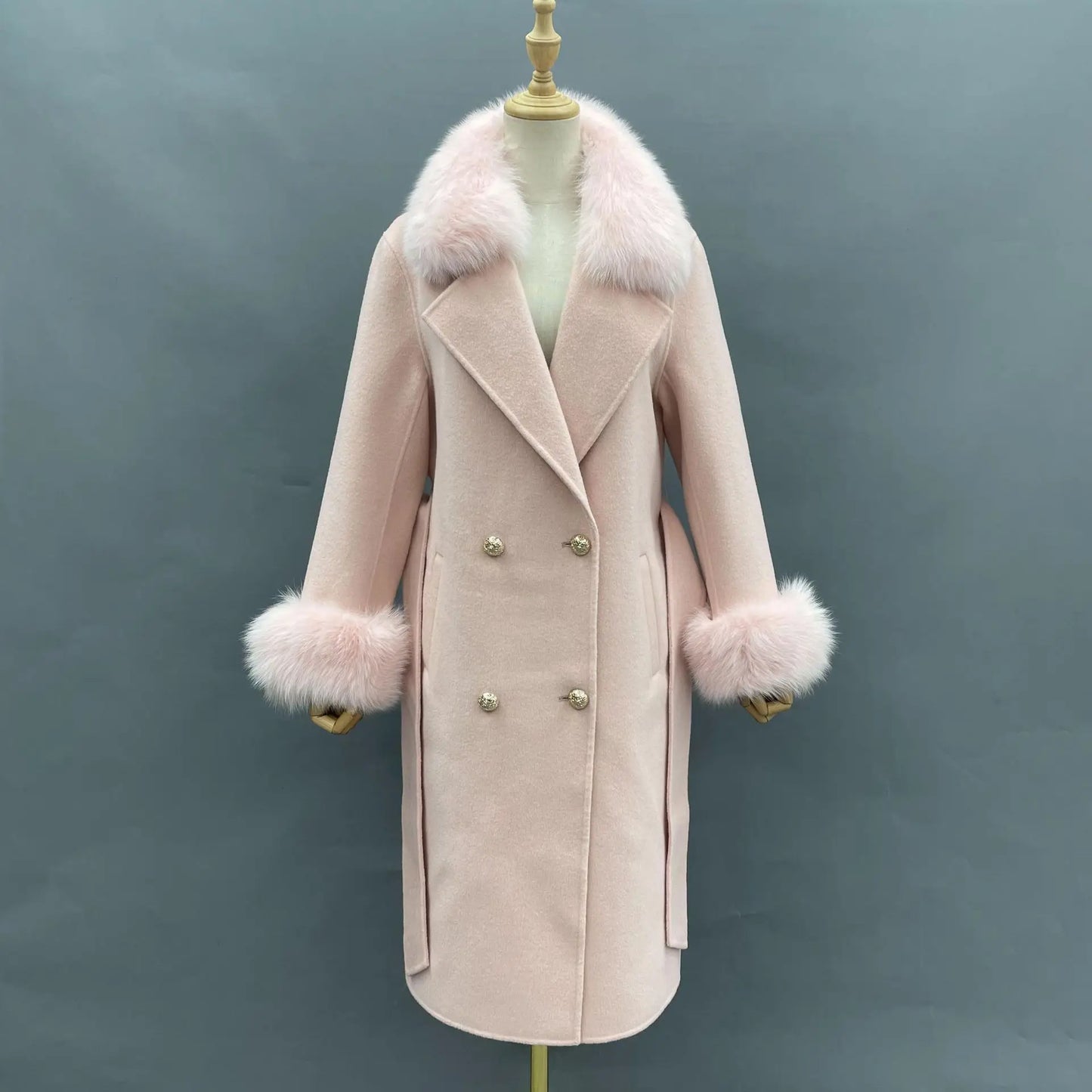 Fox Fur Detach Collar And Cuffs Wool Coats