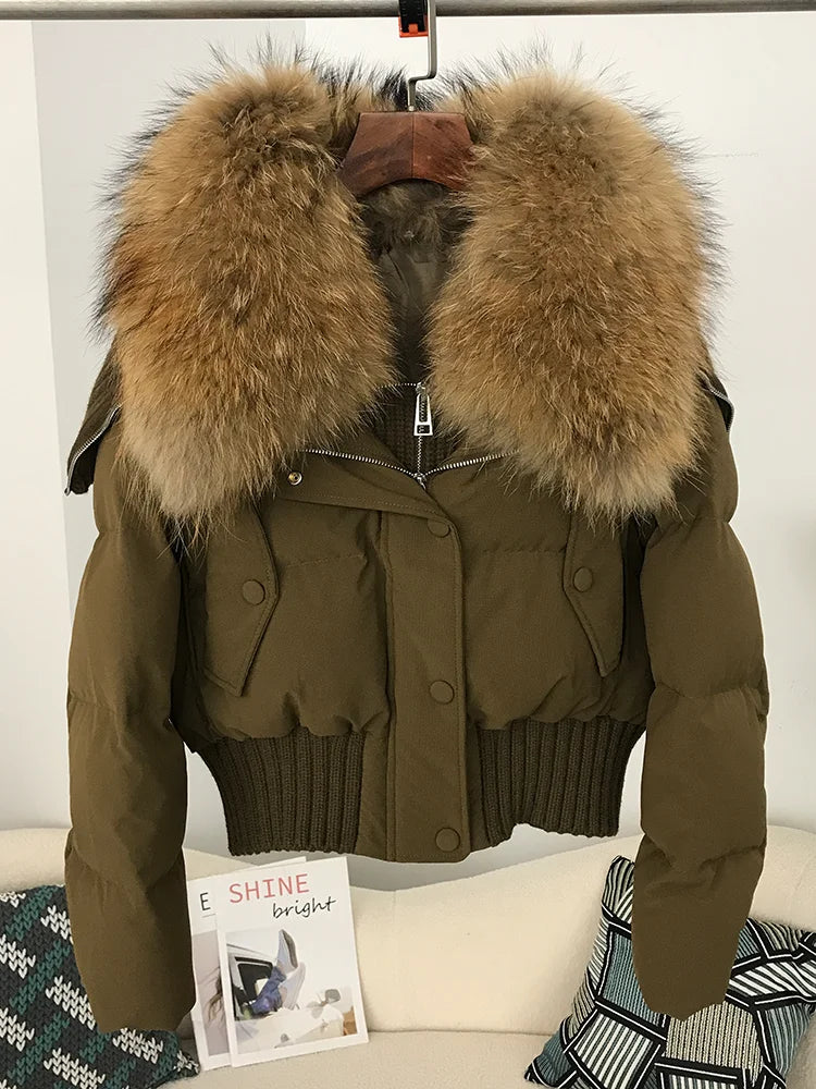 Real Fur Collar Duck Down Short Jackets