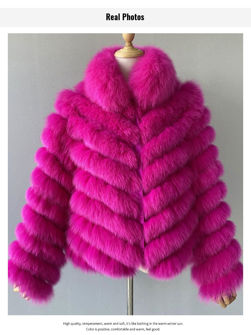 Reversible Knitted Real Fur Coats Silk Liner