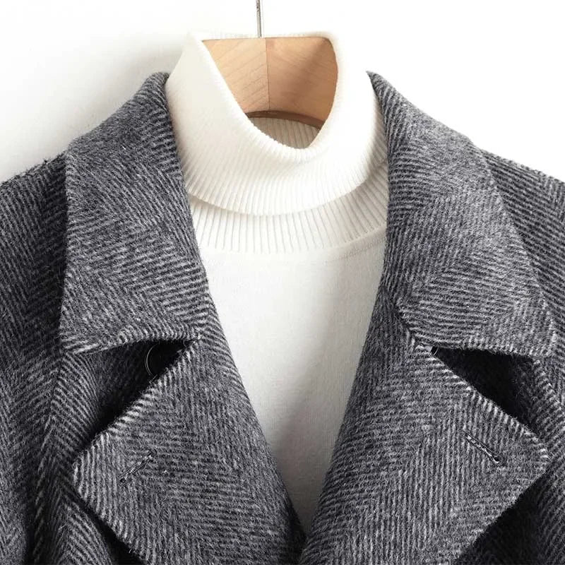 British Double-breasted Long Woolen Coats