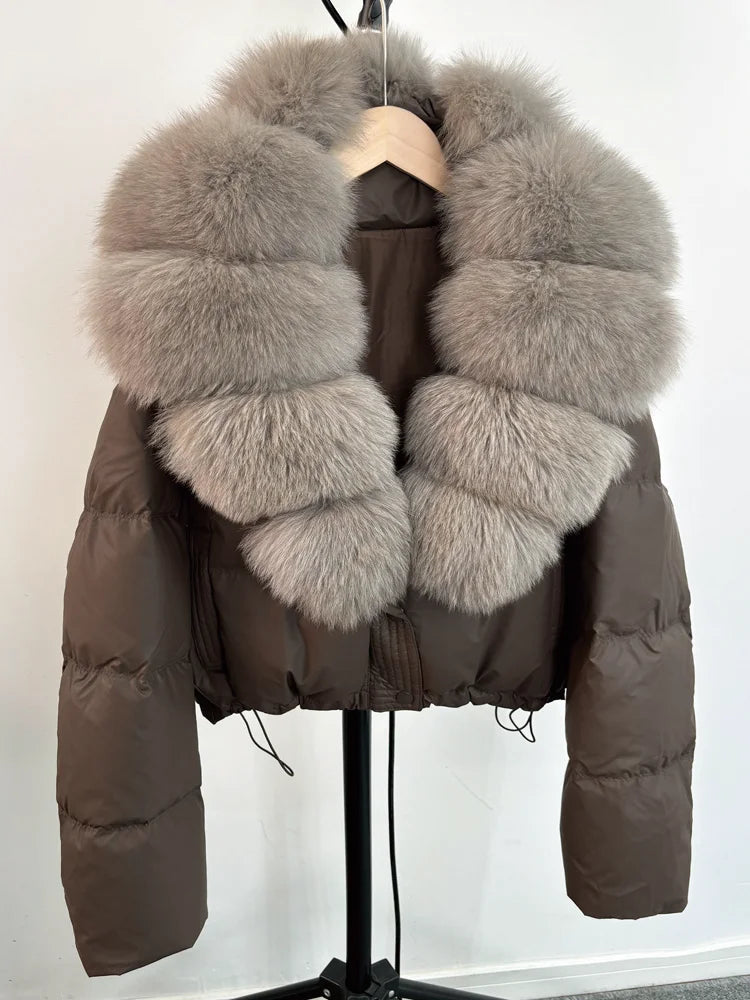 Real Fur Parkas Duck Down Short Puffer Jackets