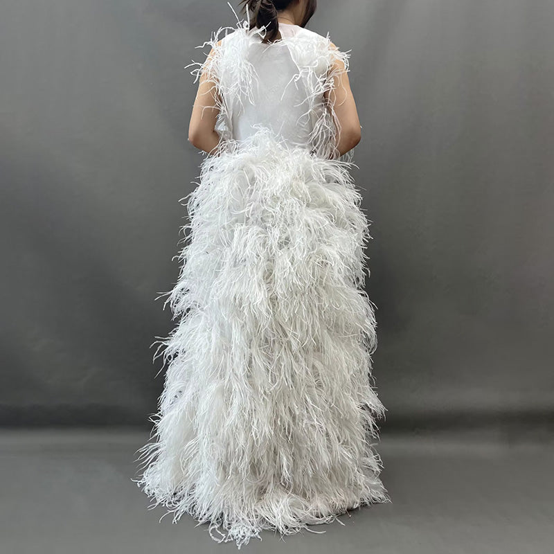 Real Ostrich Feather Long Dresses