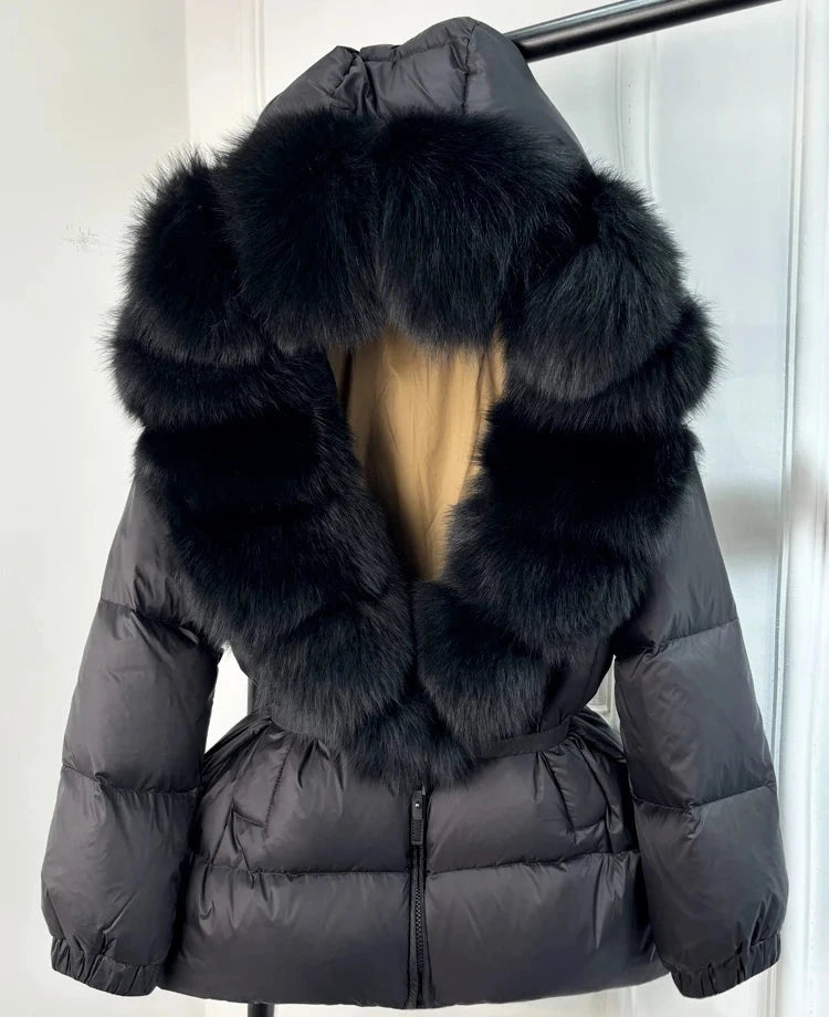 Real Fur Hooded Parkas Duck Down Puffer Jackets