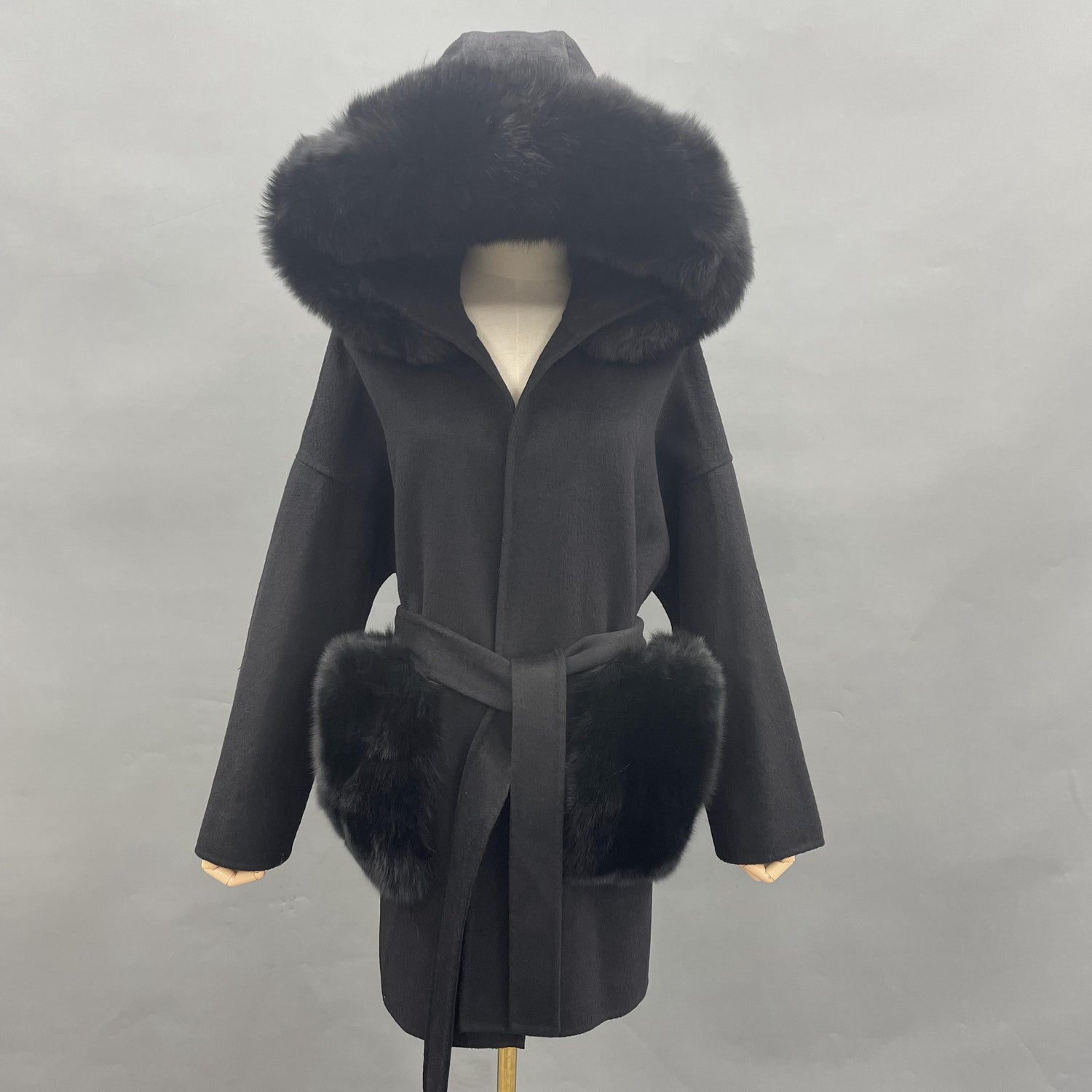 Fur hooded pea outlet coat