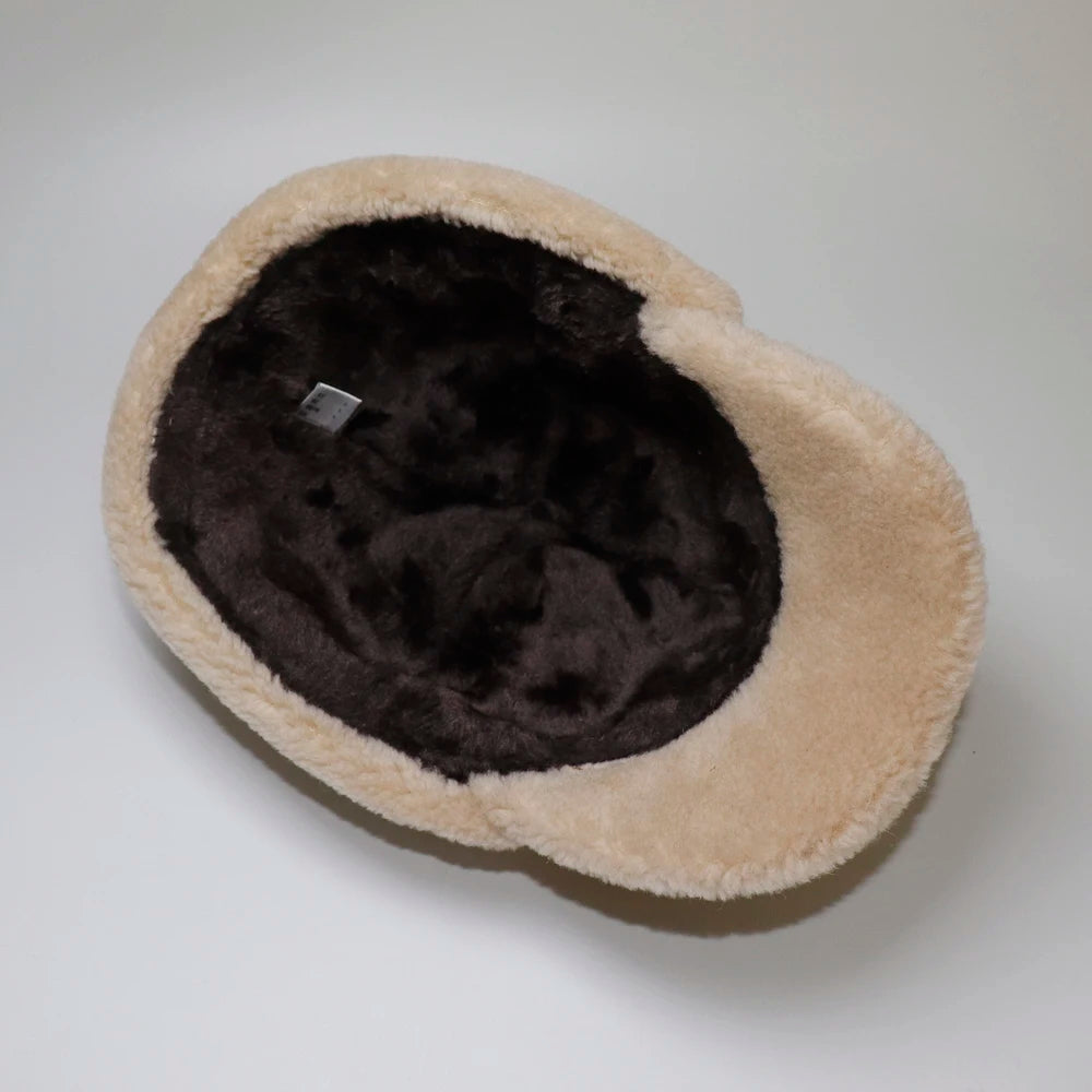 Genuine Leather Shearling Earflaps Bomber Hats