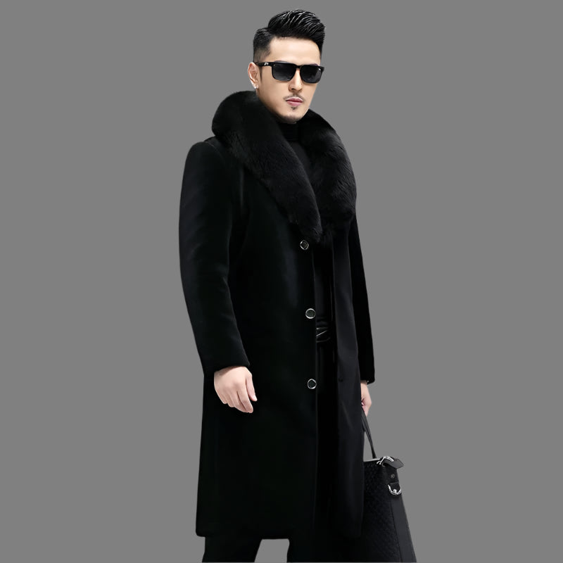 Big Fur Collar Long Down Wool Coats