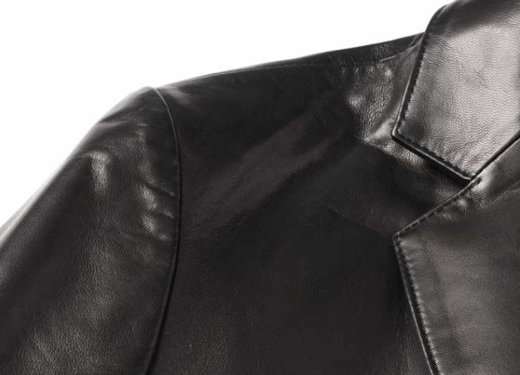 Genuine Leather Blazer Single Breasted Slim Fit