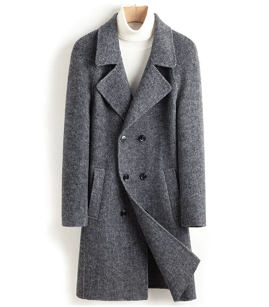 British Double-breasted Long Woolen Coats