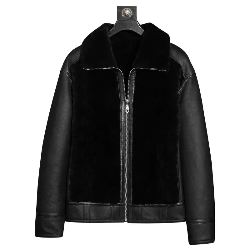 Genuine Leather Jackets Real Lamb Fur