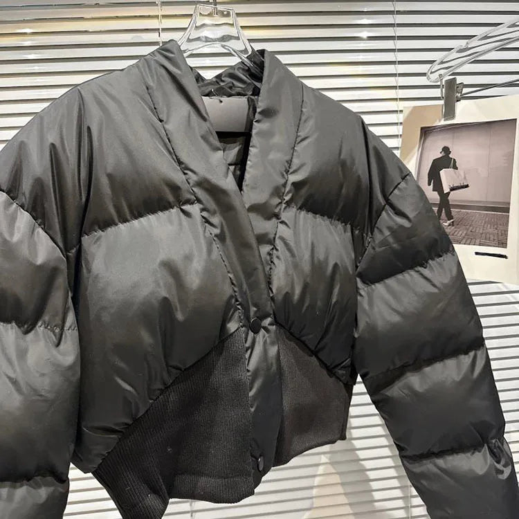 Deep V Cotton Puffer Jackets