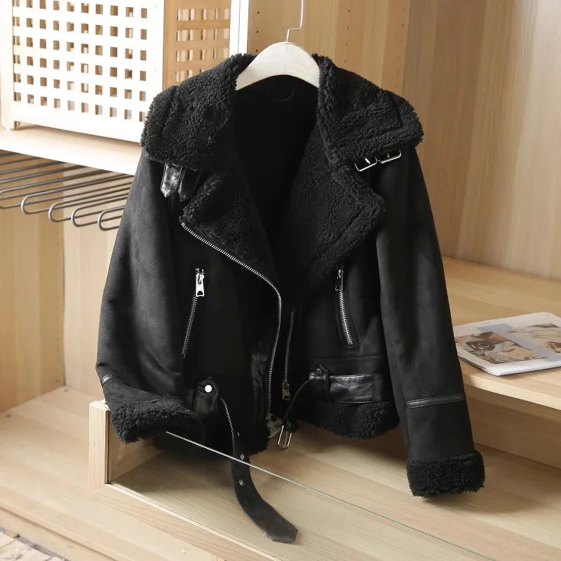 Moto PU Leather Coats Faux Fur