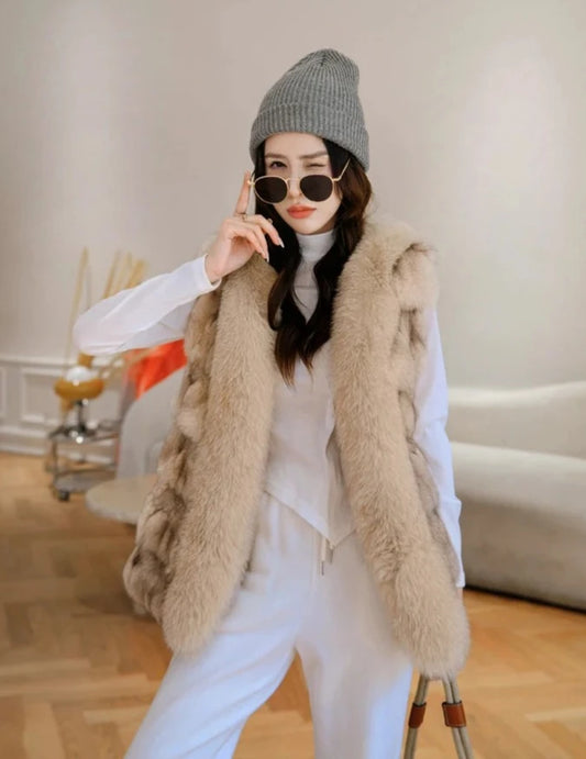 Real Natural Fox Fur Vest (Plus Sizes)