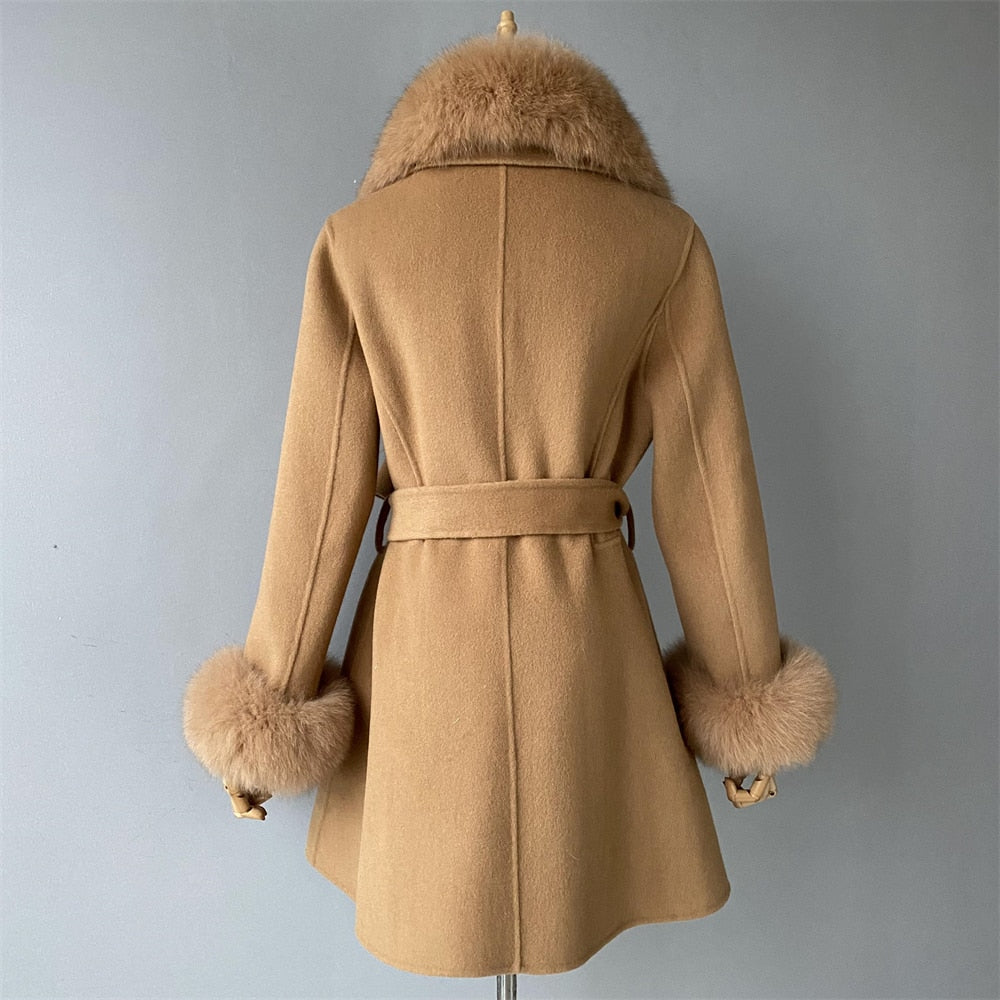 Cashmere Coats Real Fur Collar & Cuffs