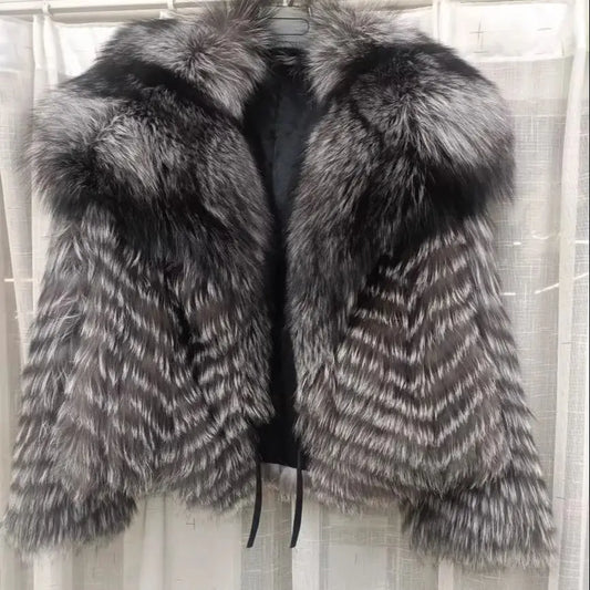 Real Silver Fur Short Fur Coats
