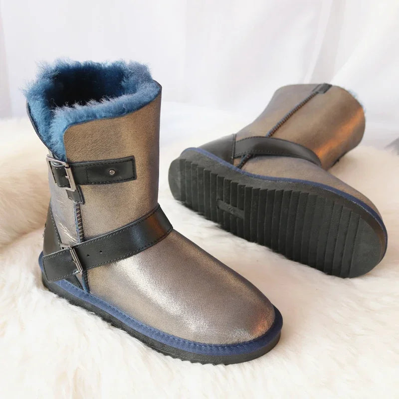 Genuine Leather Suede Wool Snow Boots