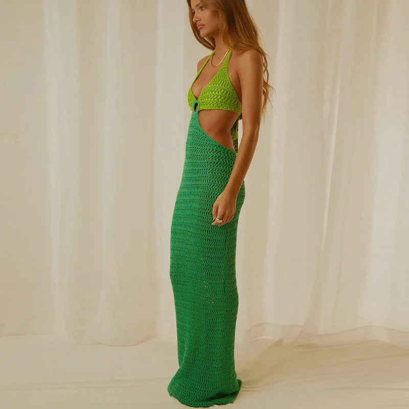 Crochet Hollow Backless Maxi Dresses