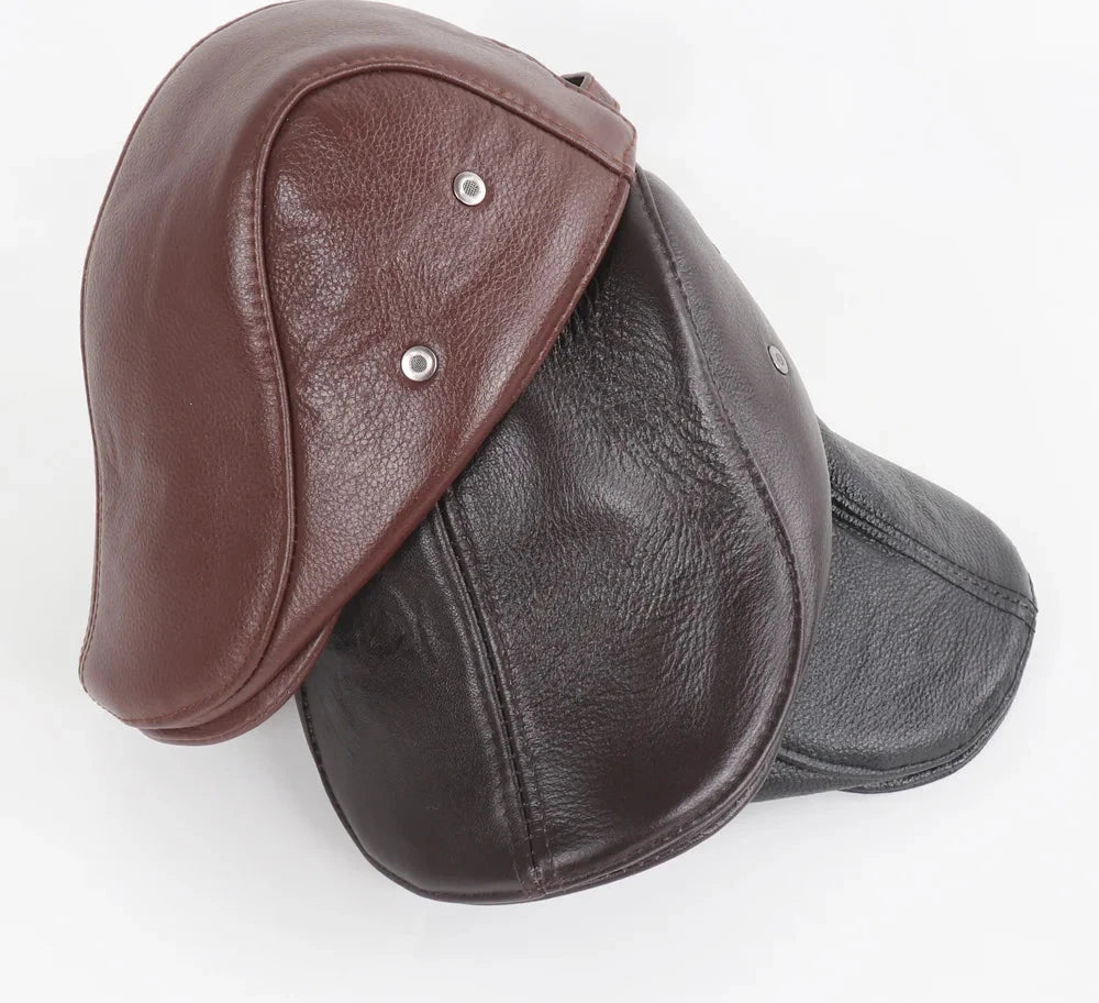 Classic Genuine Leather Cap Ear Protection