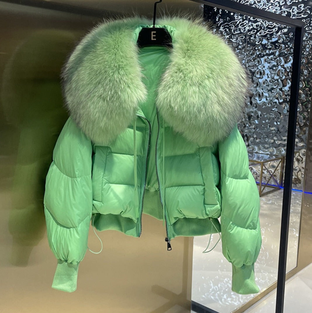 Real Fur Loose Duck Down Puffer Coats