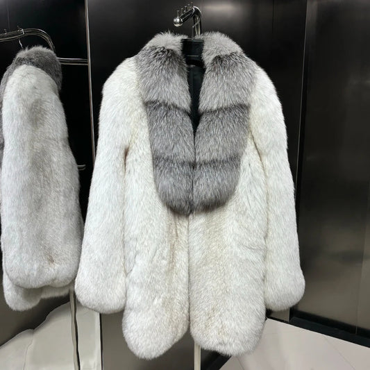 Thick Long Collar Real Fox Fur Coats