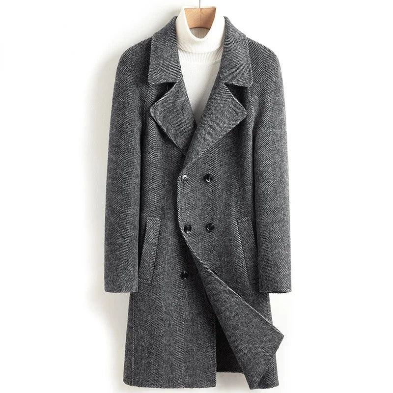 British Double-breasted Long Woolen Coats