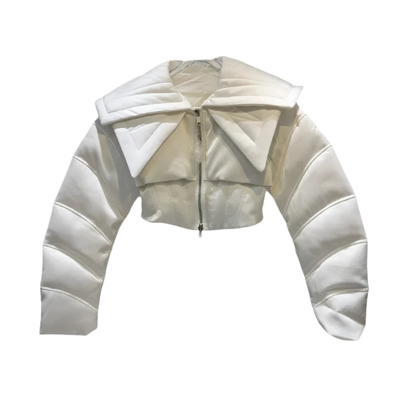 Double Layered Collar Crop Jackets