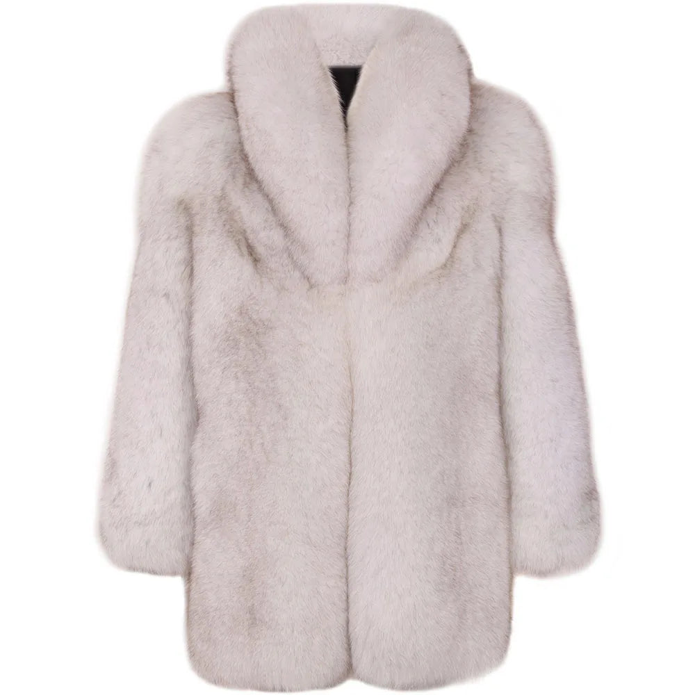 Real Fox Fur Coats Mid Length