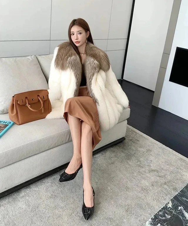 Luxury Big Collar Real Fox Fur Coats