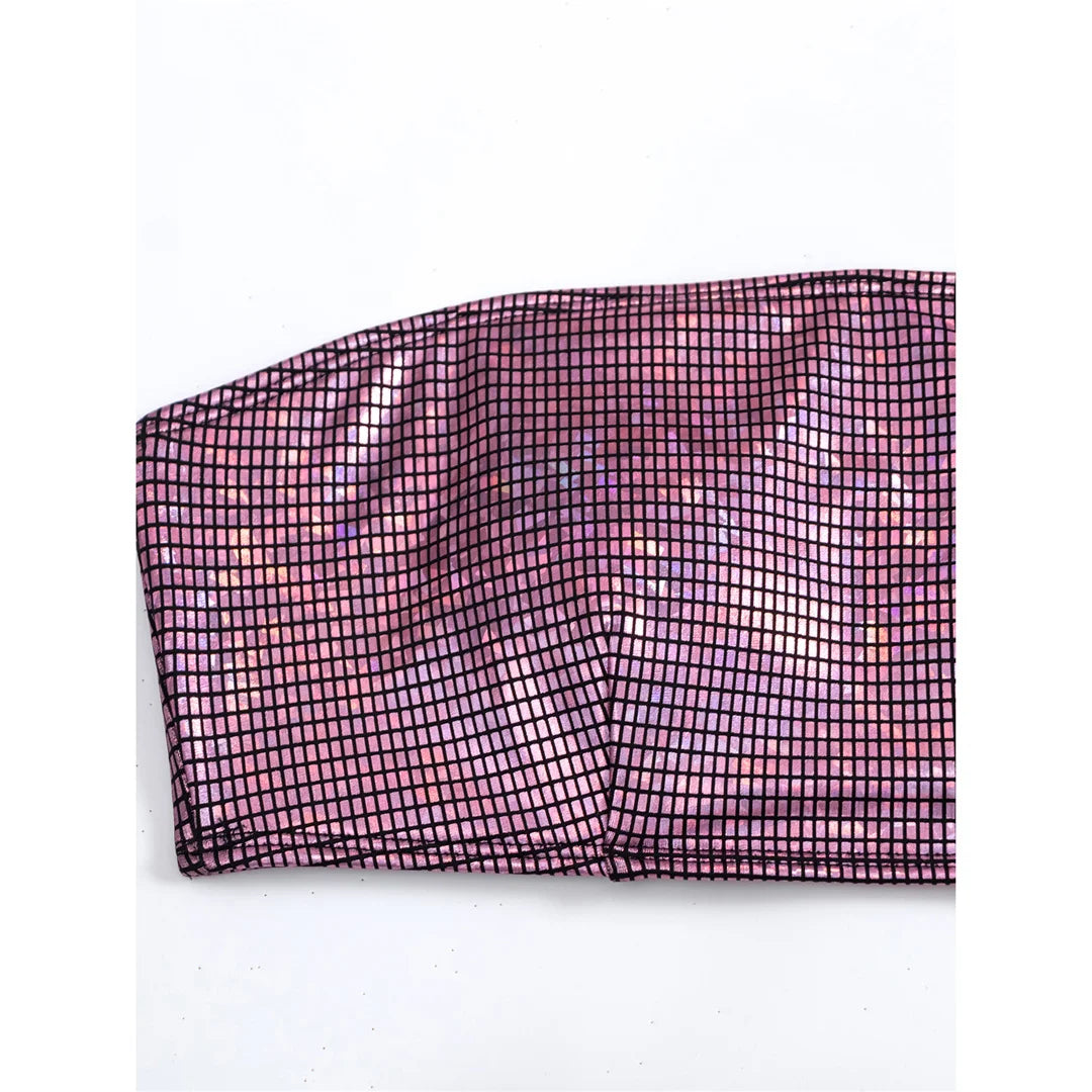 Shiny Purple Brazilian Bikini Set & Mini Skirt