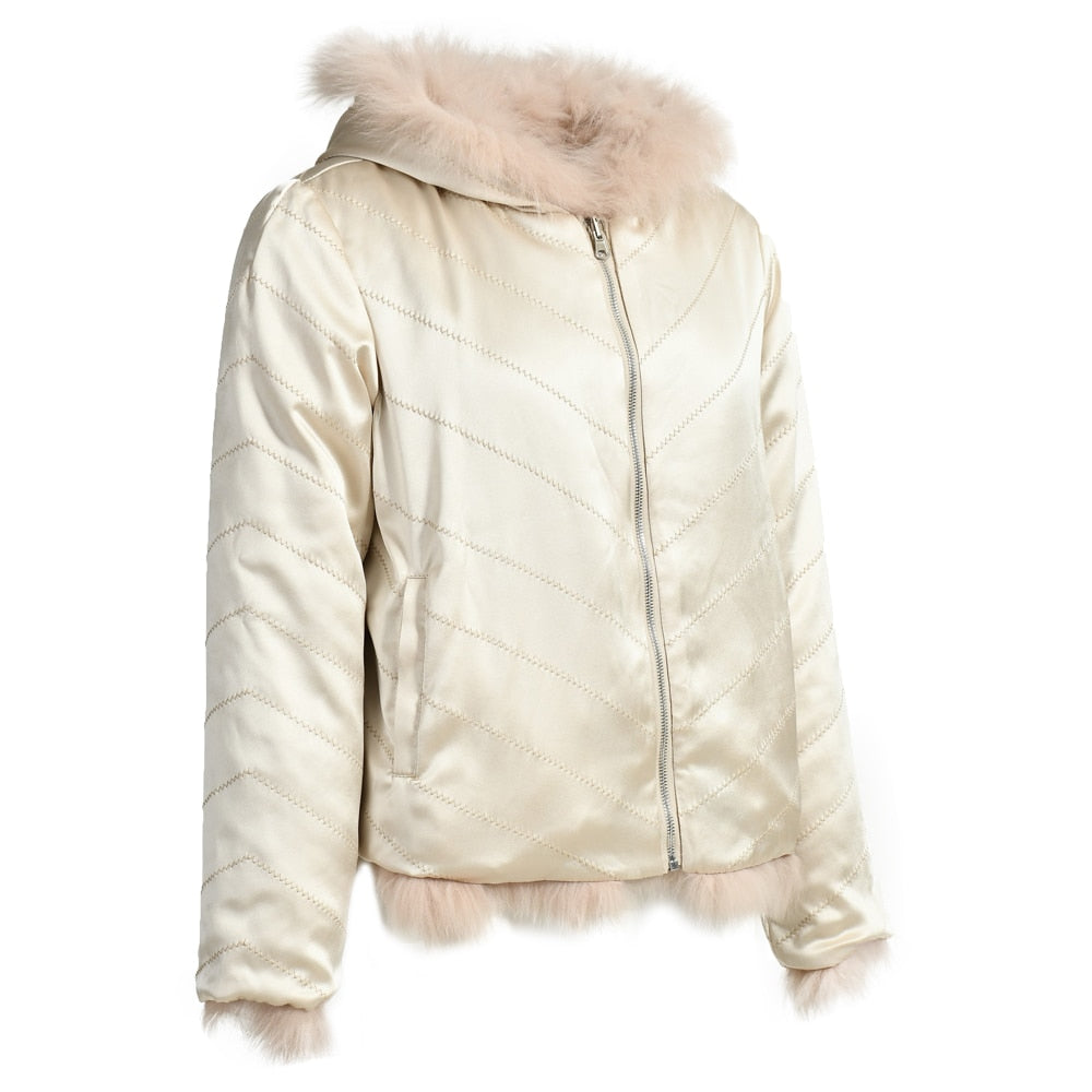 Reversible Real Fur Coats Silk Liner Hooded