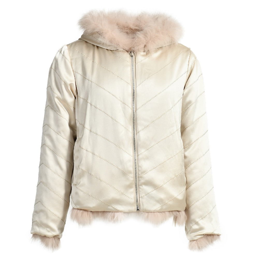 Reversible Real Fur Coats Silk Liner Hooded