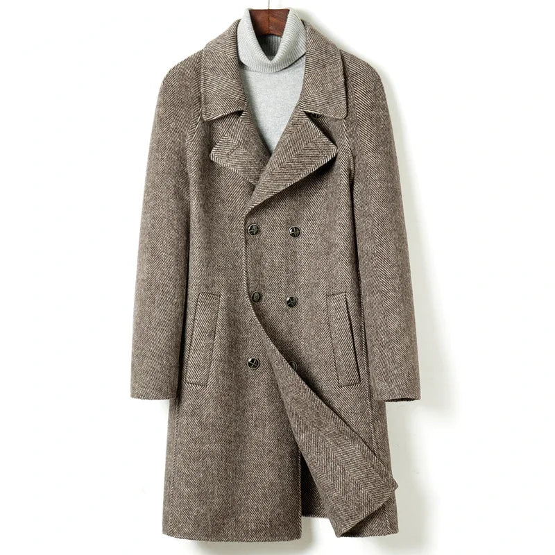 British Double-breasted Long Woolen Coats