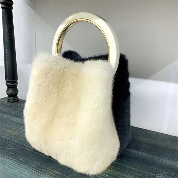 Luxury Real Mink Fur Handbag Purses