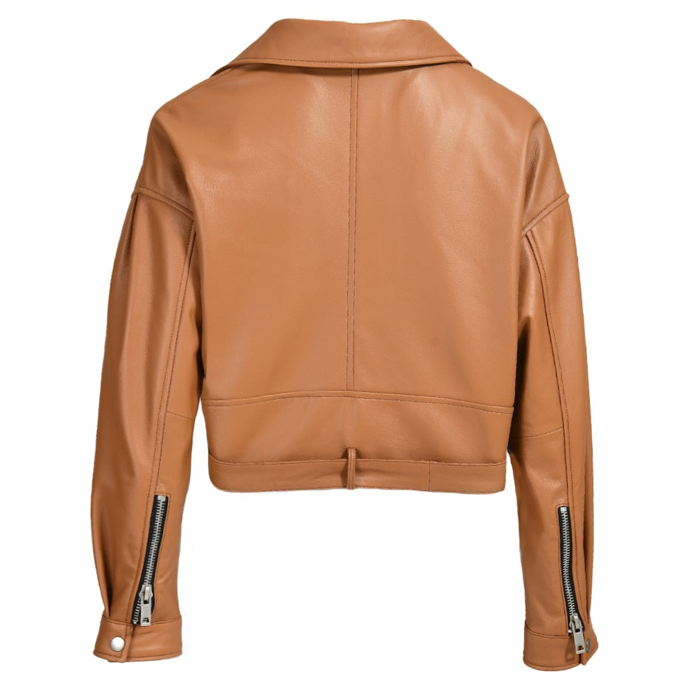 Genuine Leather Moto Jackets Crop (multi-colors)