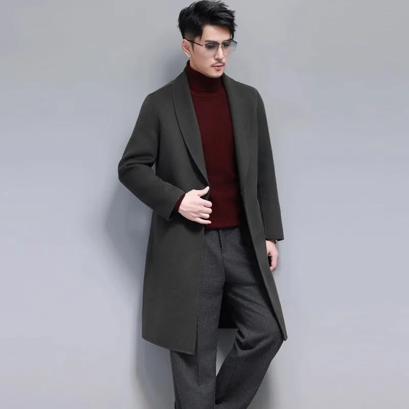 Long Wool Coat One Button Slim Fit