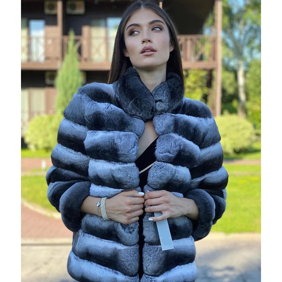 Collection of Chinchilla Style Rex Rabbit Fur Coat Vest