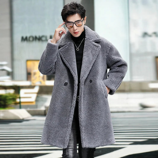 Cashmere Shearling Fur Long Wool Coat