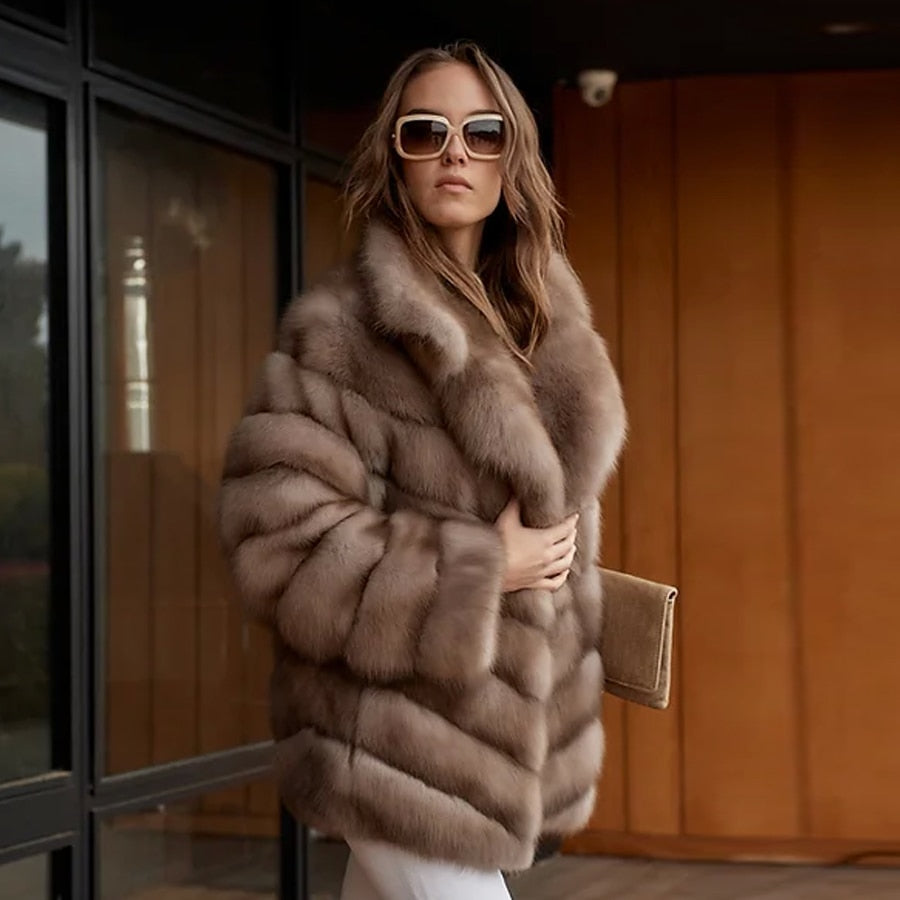 Luxury Pattern Real Fox Fur Coats