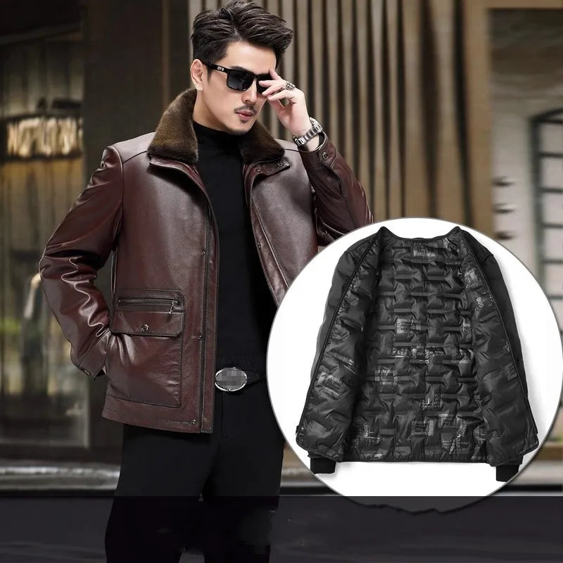 Genuine Leather Jackets Down or Mink Fur Lining