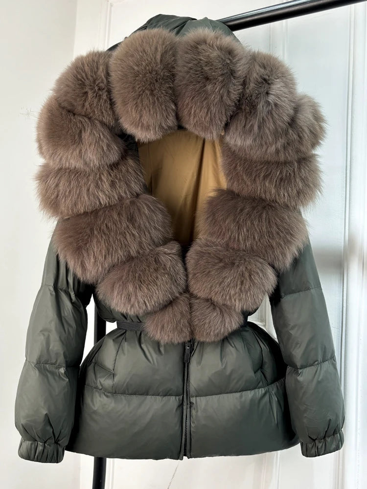 Real Fur Hooded Parkas Duck Down Puffer Jackets