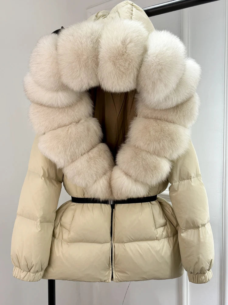 Real Fur Hooded Parkas Duck Down Puffer Jackets