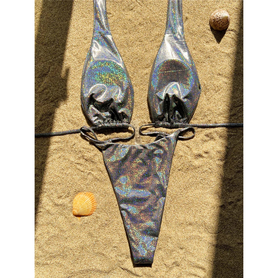 Shiny Halter Backless Monokini