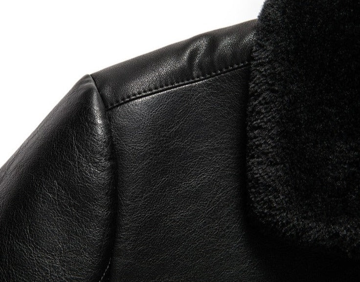 Genuine Leather Jackets Velvet Fur Collar